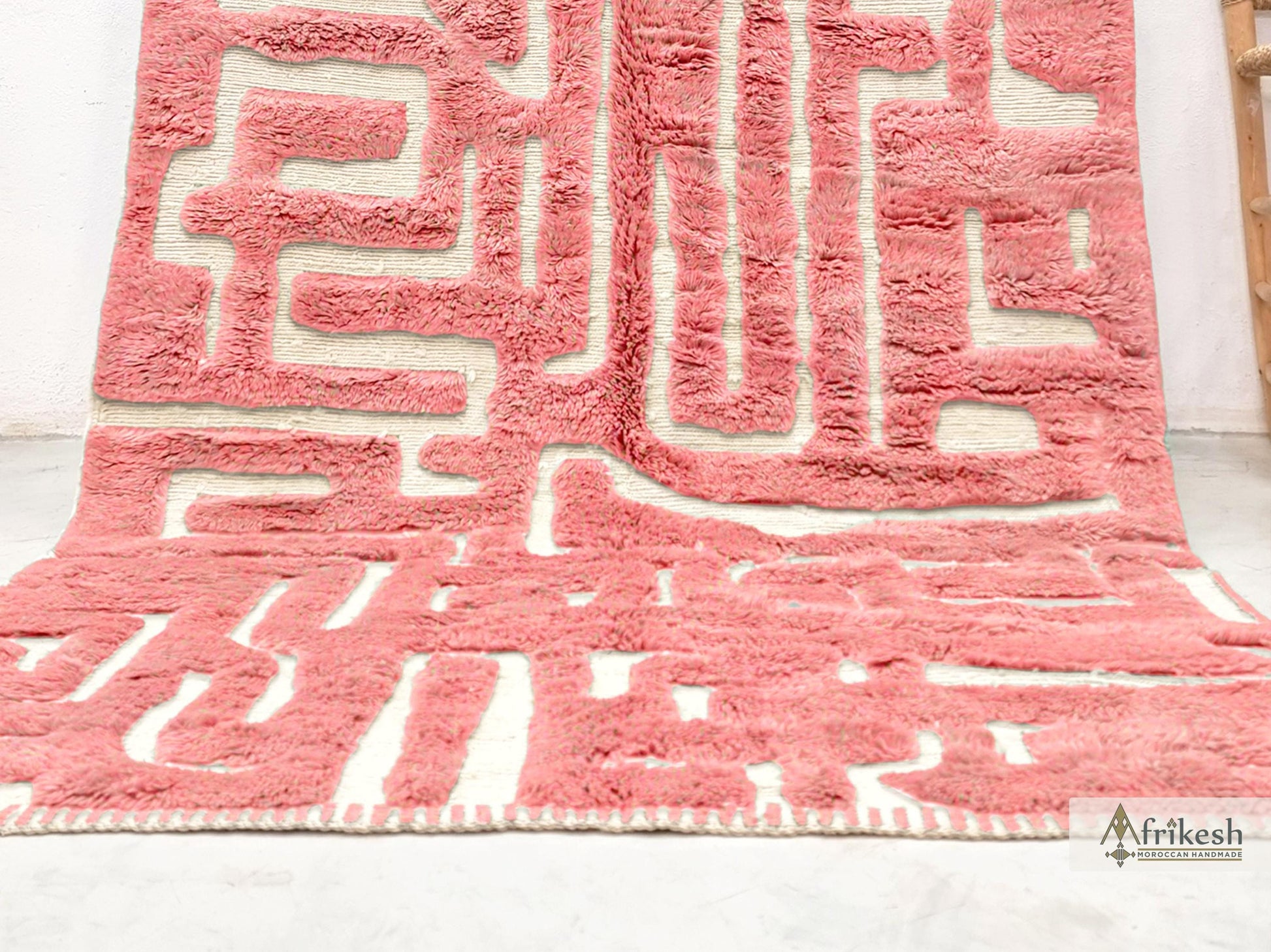 PINK RUG, Custom Beni Mrirt Rug, Hand-Tufted Moroccan Rug, Wool Berber Carpet, Abstract Mrirt Shag Rug, Modern Living Room Rug.
