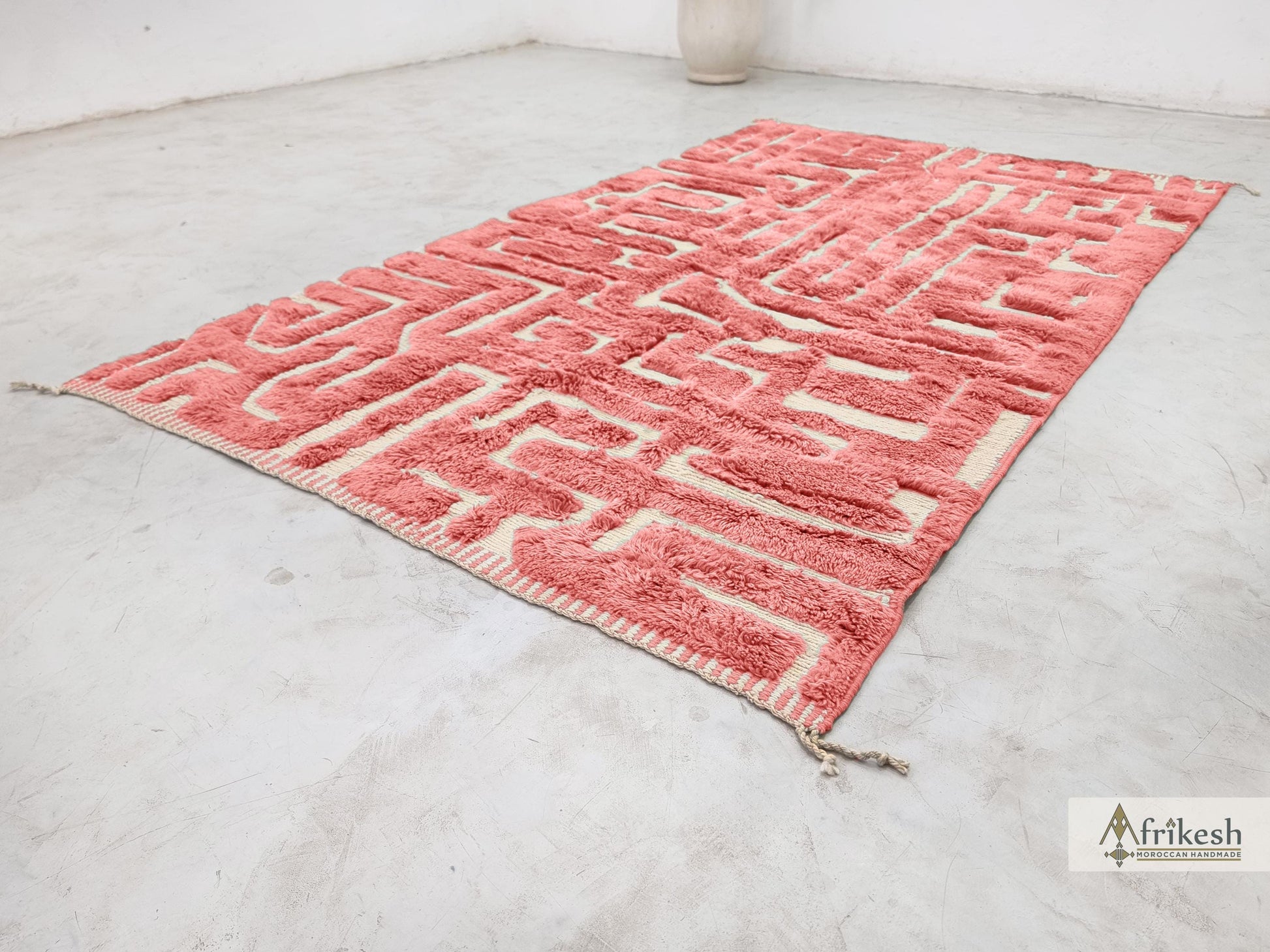 PINK RUG, Custom Beni Mrirt Rug, Hand-Tufted Moroccan Rug, Wool Berber Carpet, Abstract Mrirt Shag Rug, Modern Living Room Rug.