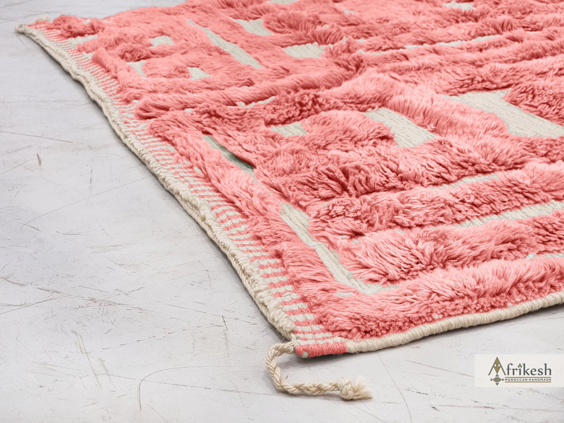 PINK RUG, Custom Beni Mrirt Rug, Hand-Tufted Moroccan Rug, Wool Berber Carpet, Abstract Mrirt Shag Rug, Modern Living Room Rug.