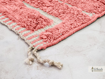 PINK RUG, Custom Beni Mrirt Rug, Hand-Tufted Moroccan Rug, Wool Berber Carpet, Abstract Mrirt Shag Rug, Modern Living Room Rug.