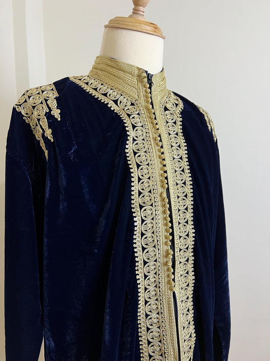 Royal Moroccan Men Tunic Caftan Breathable Fiber Cotton Hand Tread, Special Soft Tissue, Kaftan for Men, Djellaba for Men Comfy Loungewear