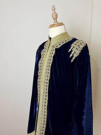 Royal Moroccan Men Tunic Caftan Breathable Fiber Cotton Hand Tread, Special Soft Tissue, Kaftan for Men, Djellaba for Men Comfy Loungewear