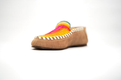 Handmade Moroccan Leather Moccasins with Vibrant Woven Design – Artisan Boho Loafers for Men & Women, Ethically Made Shoe