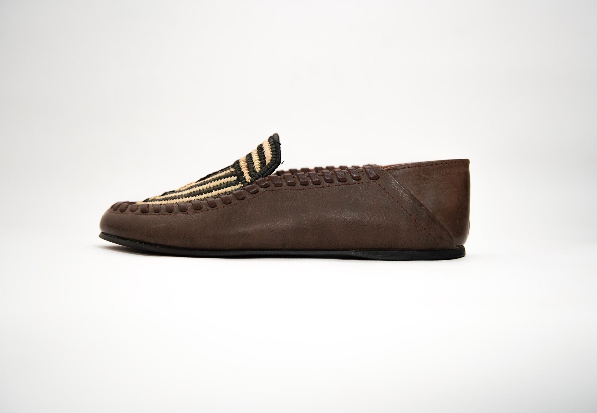 Handmade Moroccan Leather Moccasins with Vibrant Woven Design – Artisan Boho Loafers for Men & Women, Ethically Made Shoe.