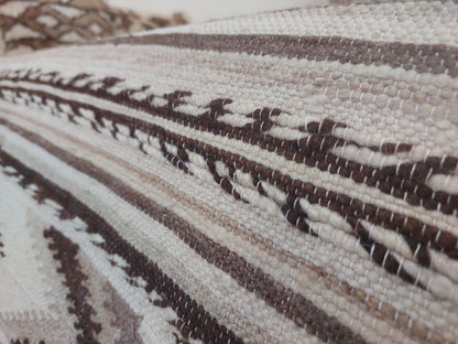 Luxurious Handloomed Beni Ourain Wool Blanket | Natural Undyed Wool | Moroccan Pom Pom Blanket on Edges