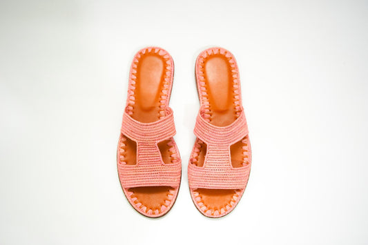 Handmade Raffia Slide Sandals, Comfortable, Lightweight Summer Shoes from Morocco