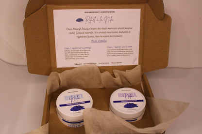 Nila Ritual Box Organic Cream and Scrub for Bright and Hydrated Skin Based on Natural Products, Produced in Morocco