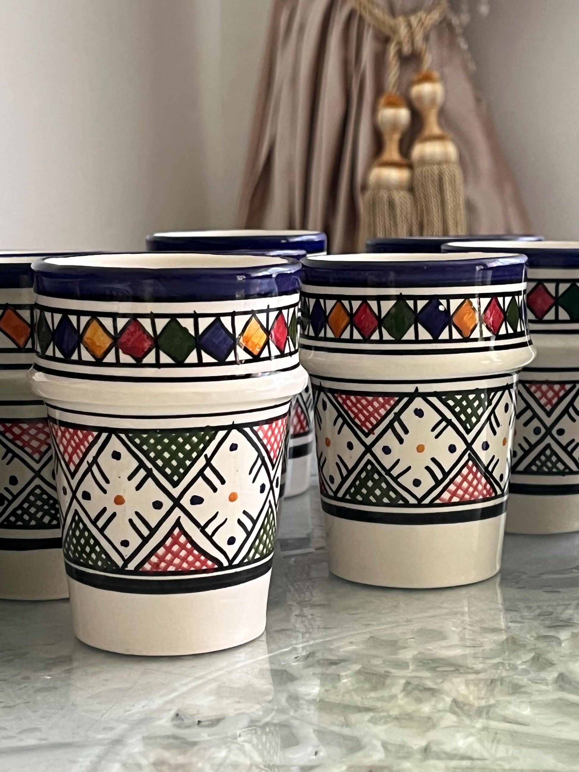 Moroccan Beldi Mug, Handmade, Boho Ceramic Tea Mug from Morocco