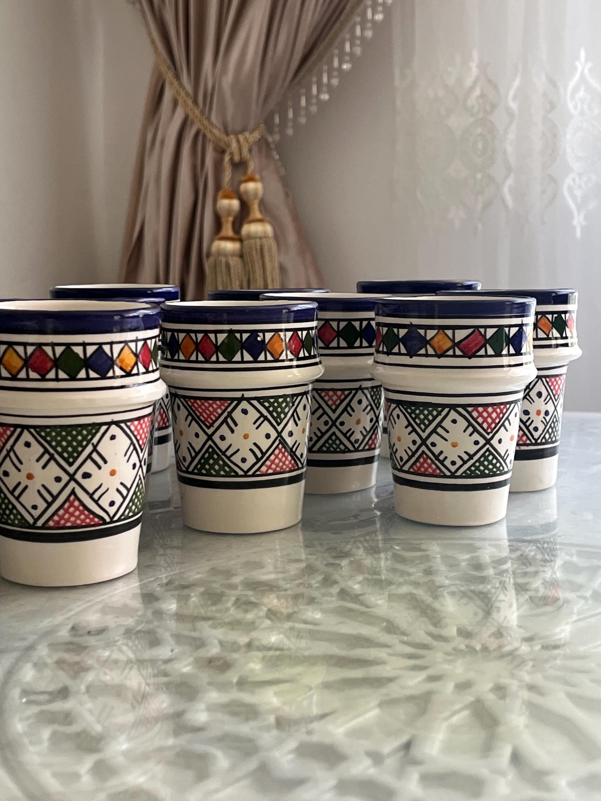 Moroccan Beldi Mug, Handmade, Boho Ceramic Tea Mug from Morocco