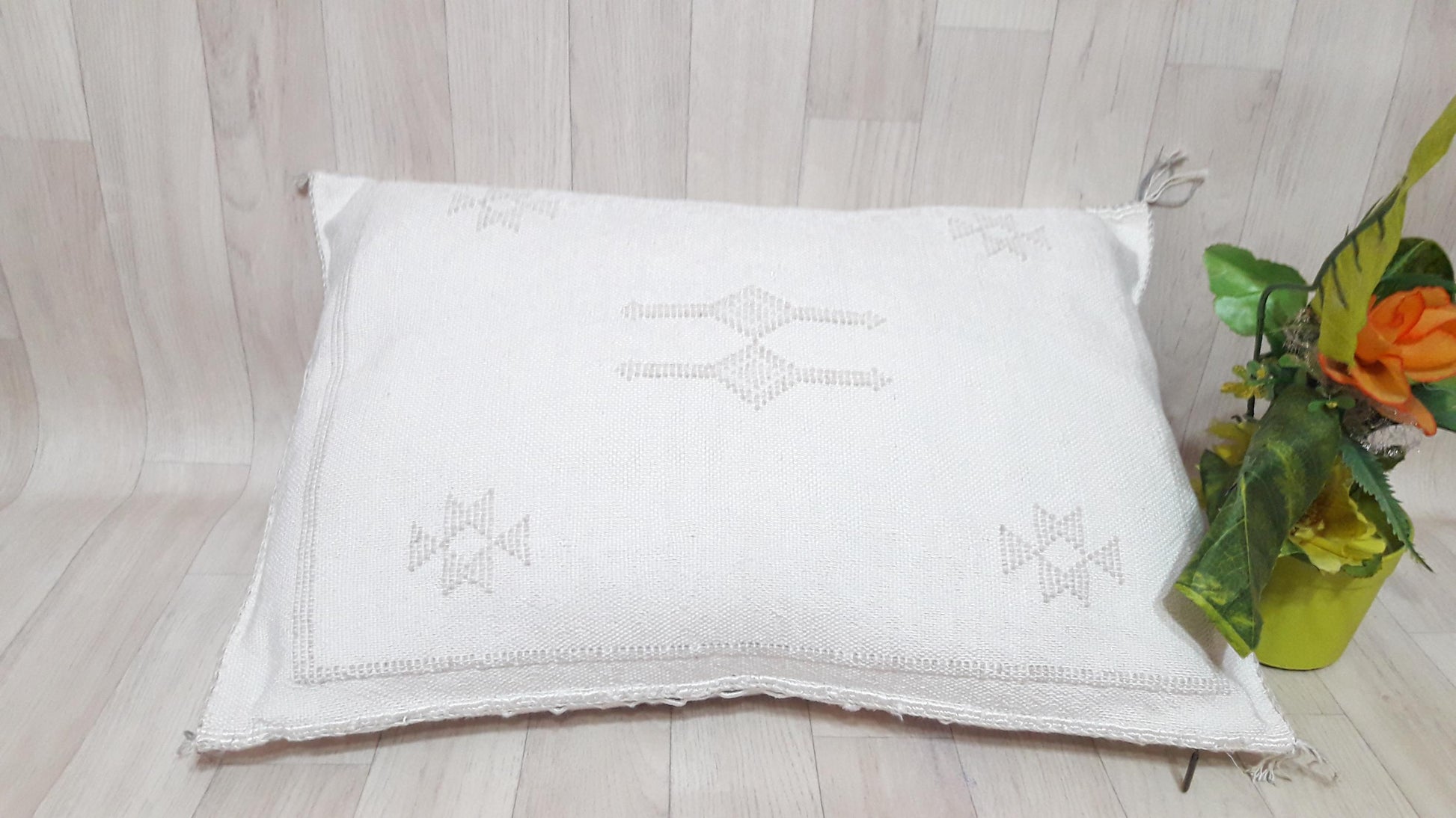 50% off Cactus Silk Pillow Cover, Moroccan Boho Throw Pillow ,Hand Woven Berber Pillow, Sabra Cactus Silk Cushion Cover,Pillow,Cushion