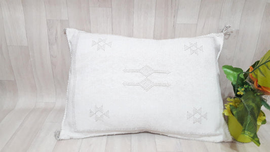 50% off Cactus Silk Pillow Cover, Moroccan Boho Throw Pillow ,Hand Woven Berber Pillow, Sabra Cactus Silk Cushion Cover,Pillow,Cushion