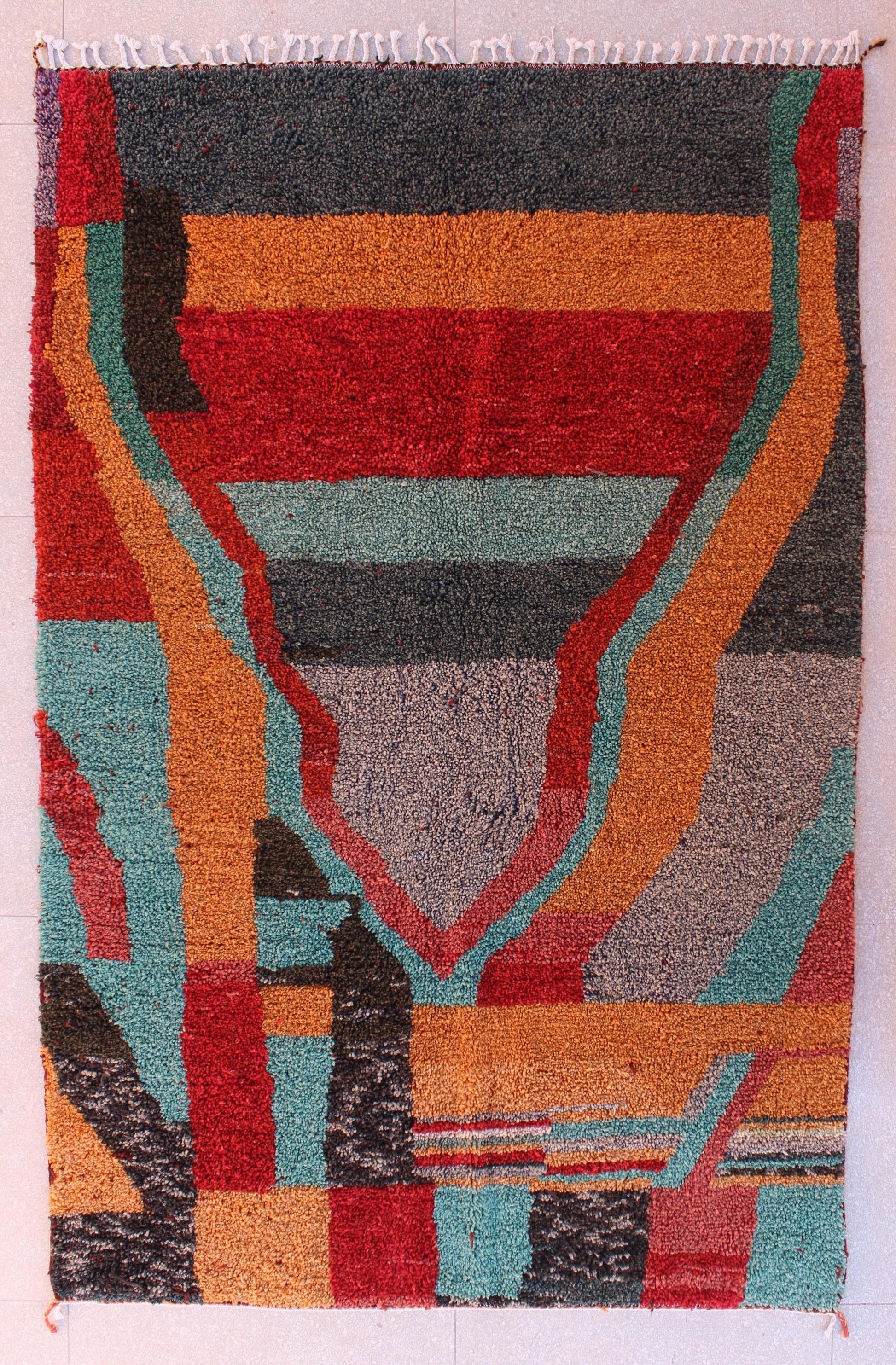 Colorful Beni Ourain Carpet, Rugs, Berber Rug Morocco, Orange Area Rugs, Teepich, Orange Rugs for Living Room, Handmade Wool Rug, Home Decor