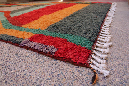Colorful Beni Ourain Carpet, Rugs, Berber Rug Morocco, Orange Area Rugs, Teepich, Orange Rugs for Living Room, Handmade Wool Rug, Home Decor