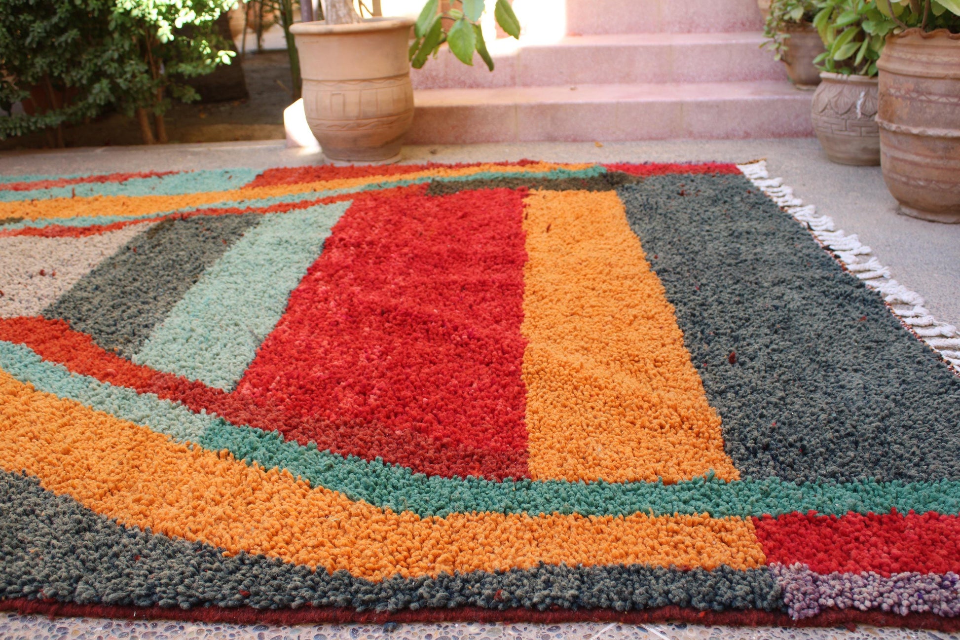 Colorful Beni Ourain Carpet, Rugs, Berber Rug Morocco, Orange Area Rugs, Teepich, Orange Rugs for Living Room, Handmade Wool Rug, Home Decor