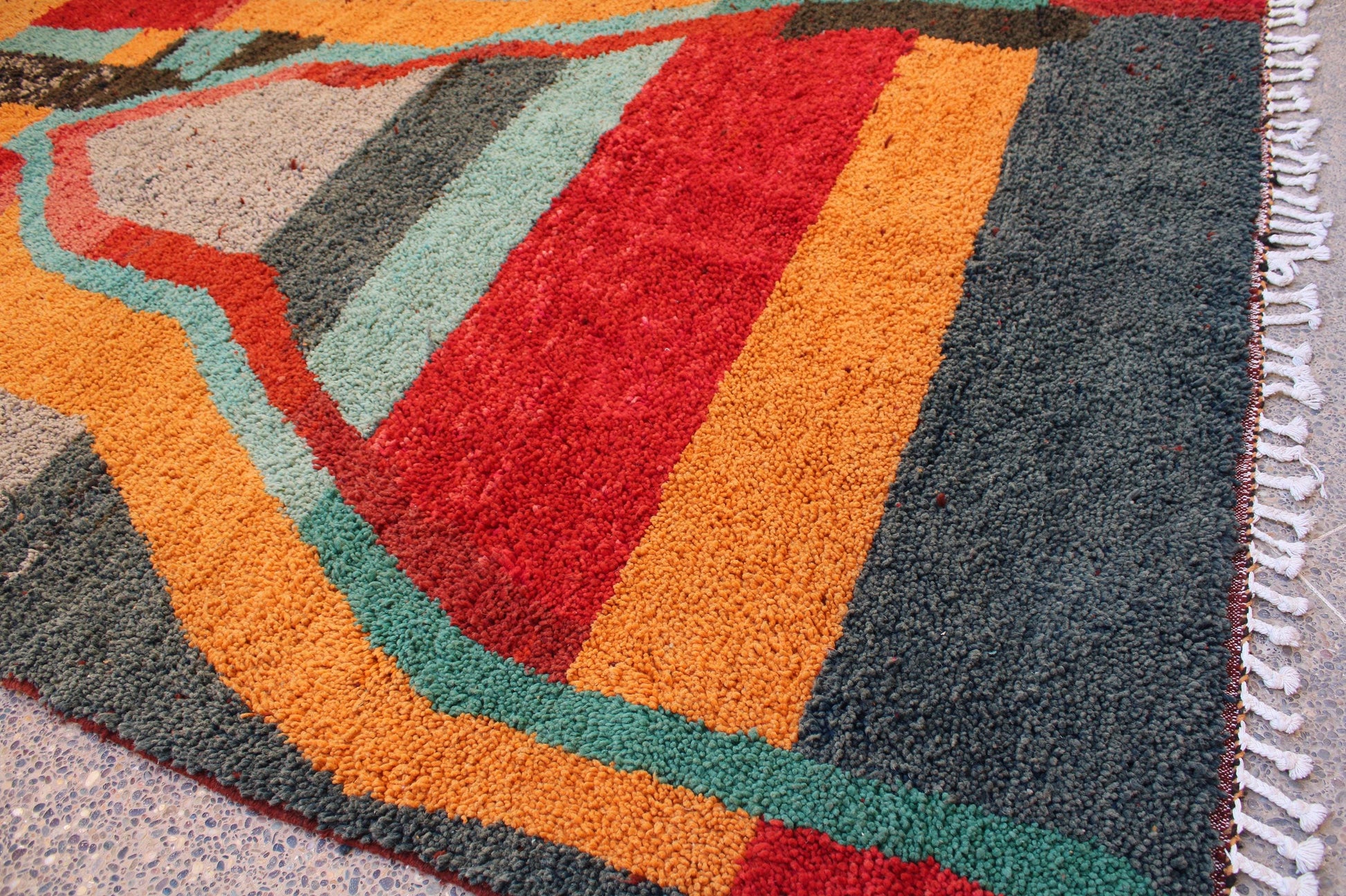 Colorful Beni Ourain Carpet, Rugs, Berber Rug Morocco, Orange Area Rugs, Teepich, Orange Rugs for Living Room, Handmade Wool Rug, Home Decor