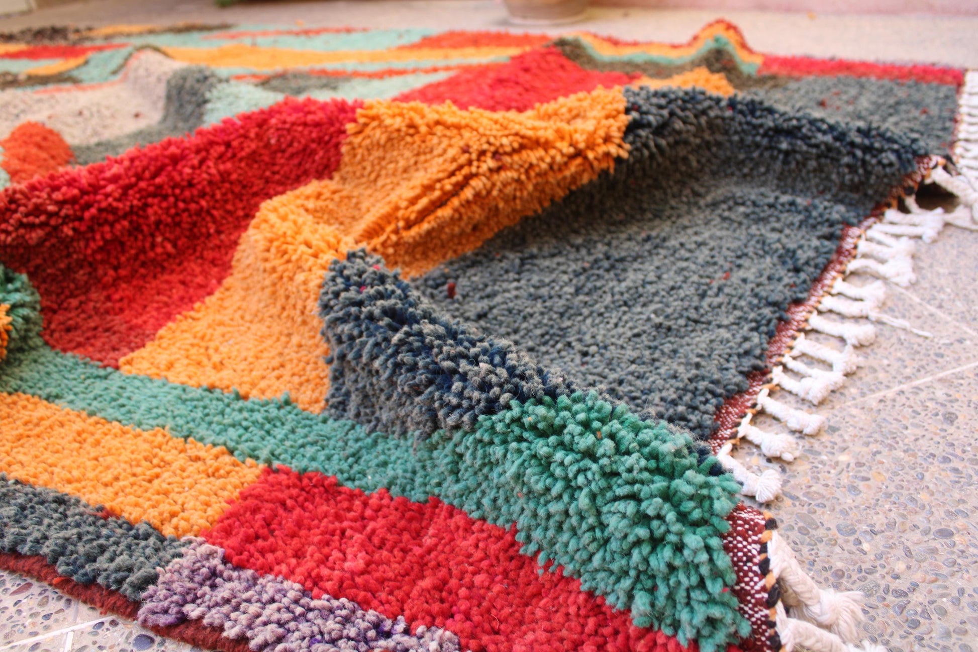 Colorful Beni Ourain Carpet, Rugs, Berber Rug Morocco, Orange Area Rugs, Teepich, Orange Rugs for Living Room, Handmade Wool Rug, Home Decor