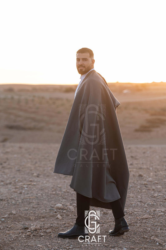 Moroccan Handmade Cape _ Luxury Warm Winter Cape _ Hooded Long Overcoat_ Poncho Coat (Silham) Burnous_Warm Black Cape