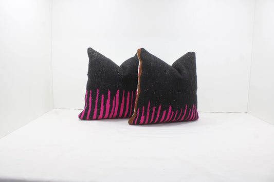Set of 2 Vintage Moroccan Pillows 100% Wool , Absolutely Gorgeous Pillow Floor Pillow Moroccan Berber Home Design Handmade Kilim Berber