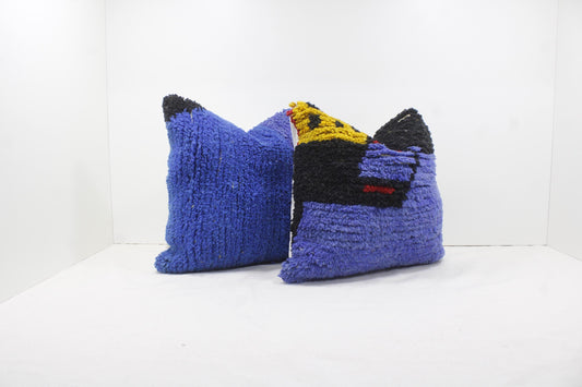 Set of 2 Vintage Moroccan Pillows 100% Wool , Absolutely Gorgeous Pillow Floor Pillow Moroccan Berber Home Design Handmade Kilim Berber