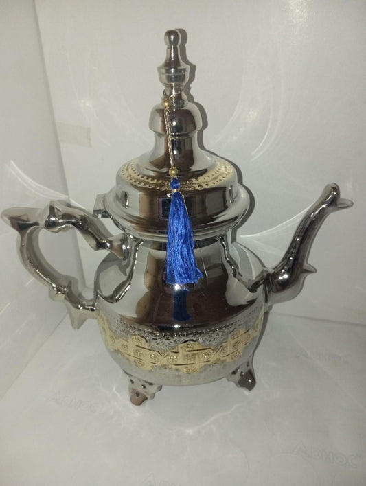 Luxury Handcrafted Moroccan Teapot Brass Plated Teapot Silver Teapot Handmade Moroccan Teapot Set Handmade Gift Masterpiece