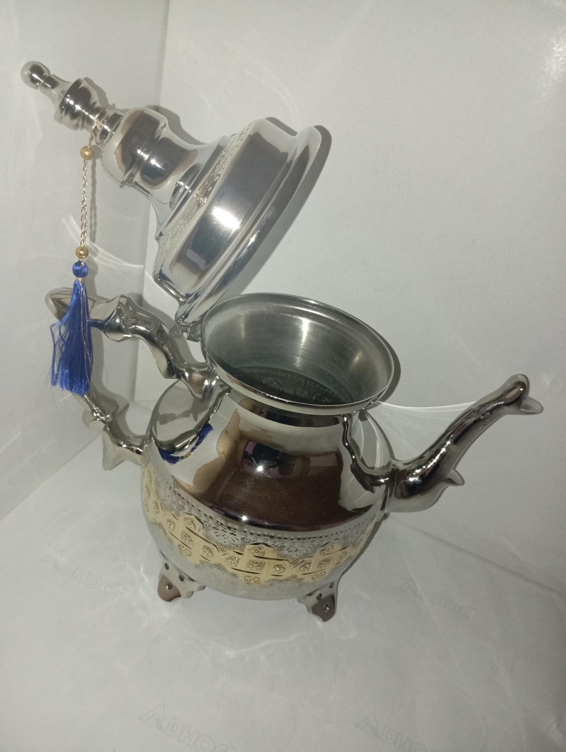 Luxury Handcrafted Moroccan Teapot Brass Plated Teapot Silver Teapot Handmade Moroccan Teapot Set Handmade Gift Masterpiece