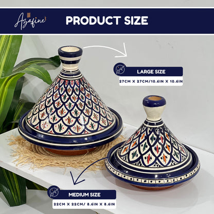 Moroccan Ceramic Tagine Pot, Cooking & Serving Tagine, Hand-Painted Tagine, Lead-Free Cookware, Non-Stick, Handmade Ceramic Pot