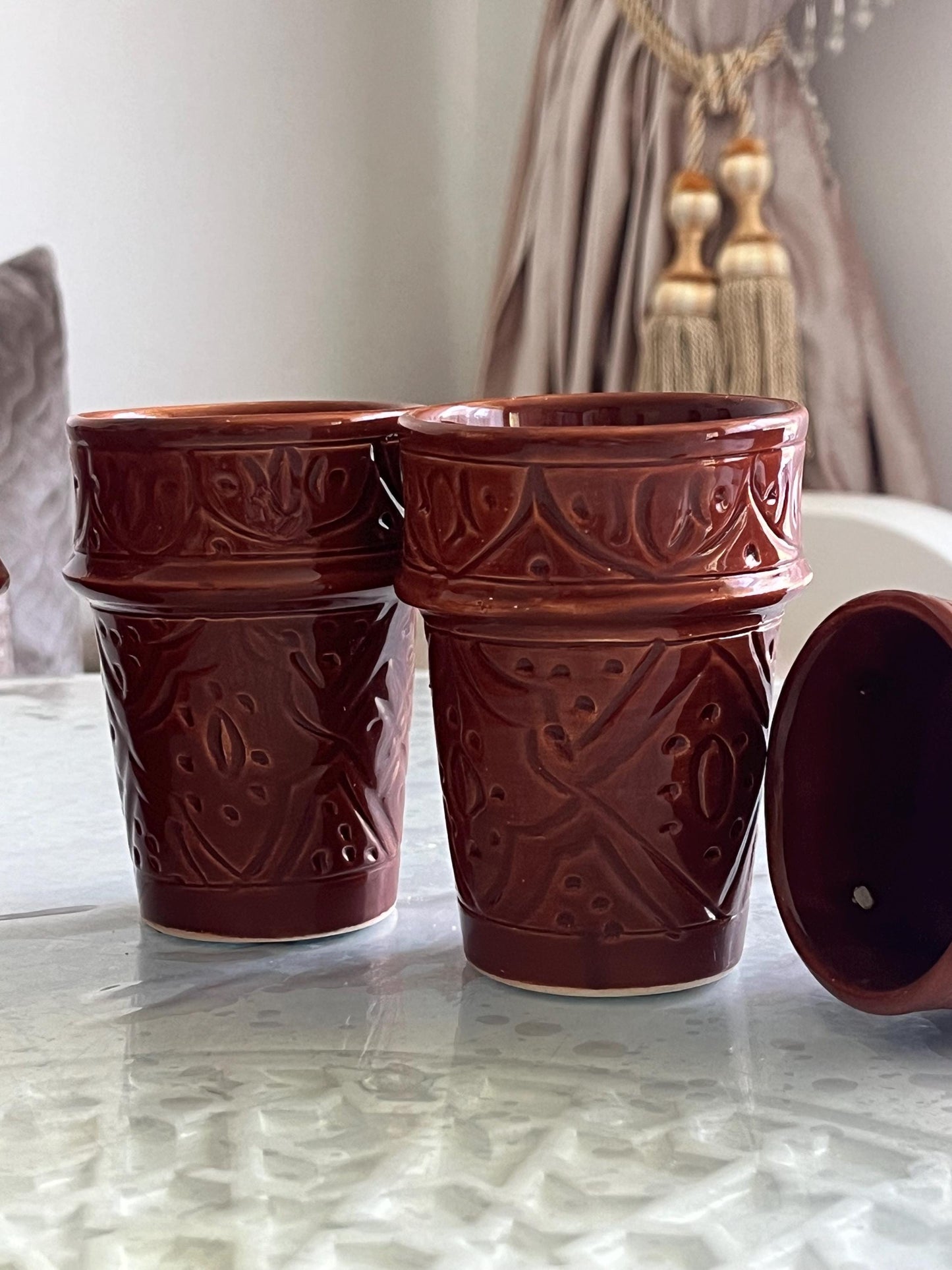 Moroccan Beldi Mug, Handmade, Boho Ceramic Tea Mug from Morocco