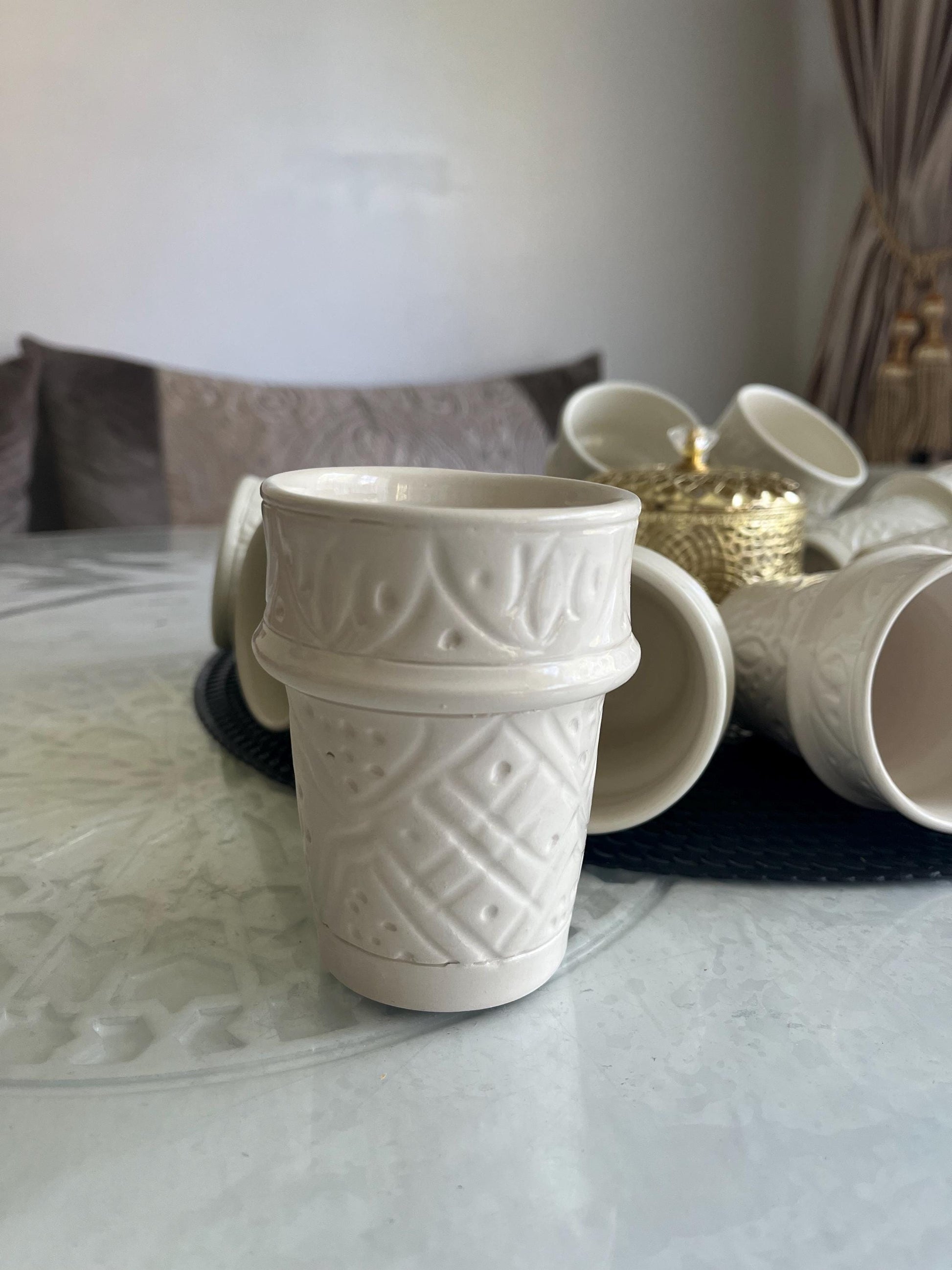 Moroccan Beldi Mug, Handmade, Boho Ceramic Tea Mug from Morocco