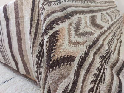 Luxurious Handloomed Beni Ourain Wool Blanket | Natural Undyed Wool | Moroccan Pom Pom Blanket on Edges