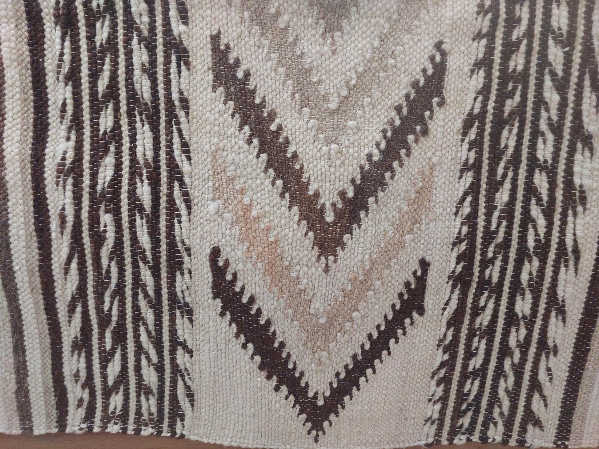 Luxurious Handloomed Beni Ourain Wool Blanket | Natural Undyed Wool | Moroccan Pom Pom Blanket on Edges