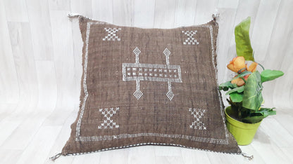 50% off Cream Cactus Silk Pillow, Moroccan Cactus Silk Cushion,Morocco Pillow Handmade Sabra Pillow, Throw Pillow, Decorative Pillow,