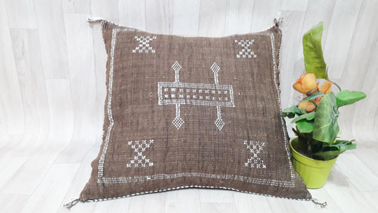 50% off Cream Cactus Silk Pillow, Moroccan Cactus Silk Cushion,Morocco Pillow Handmade Sabra Pillow, Throw Pillow, Decorative Pillow,