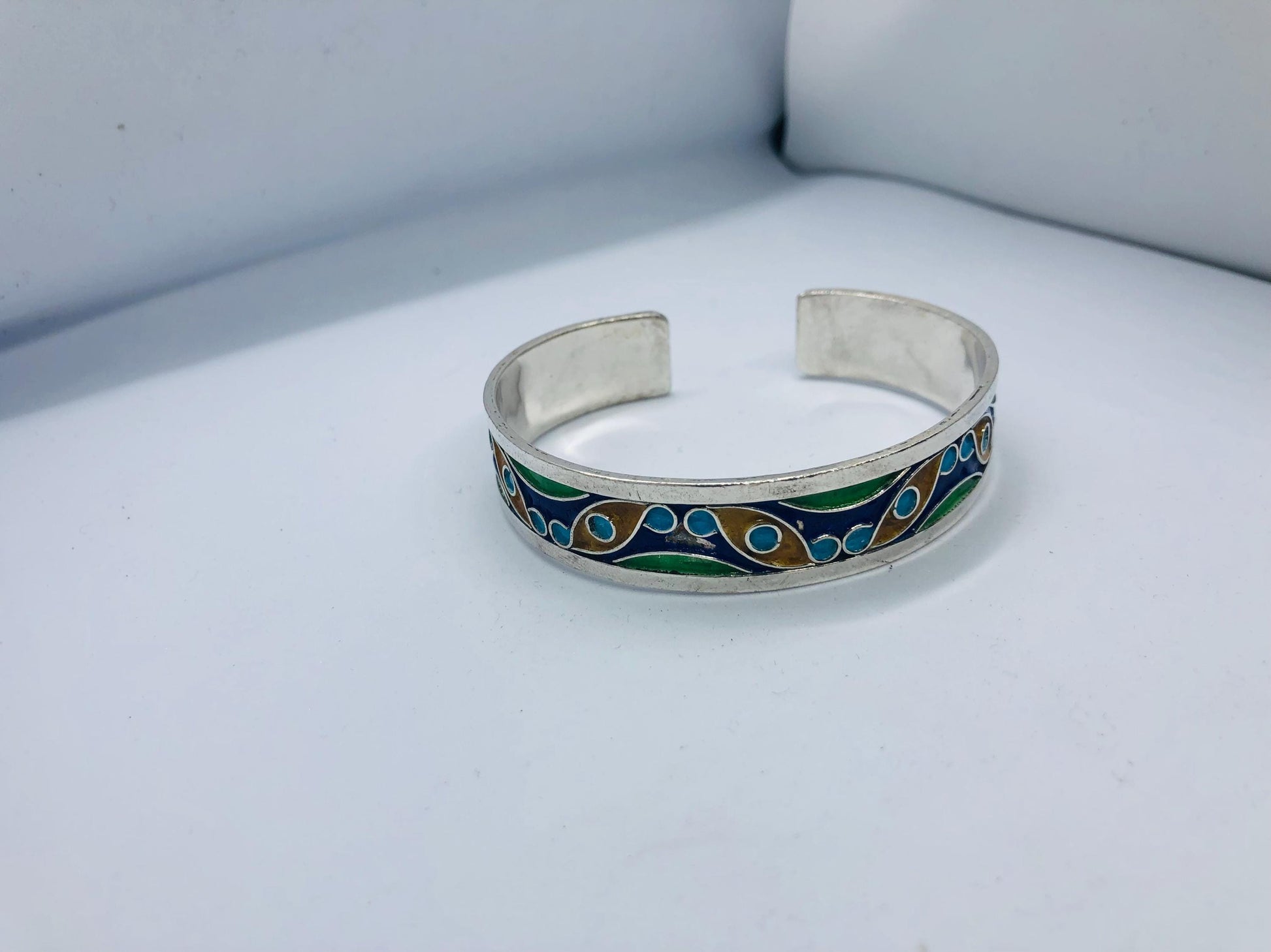 Enameled Silver Bracelet, Handmade Bracelet, Moroccan Berber Bracelet, Modern Bracelet, Traditional Bracelet, Handmade Tuareg Jewelry