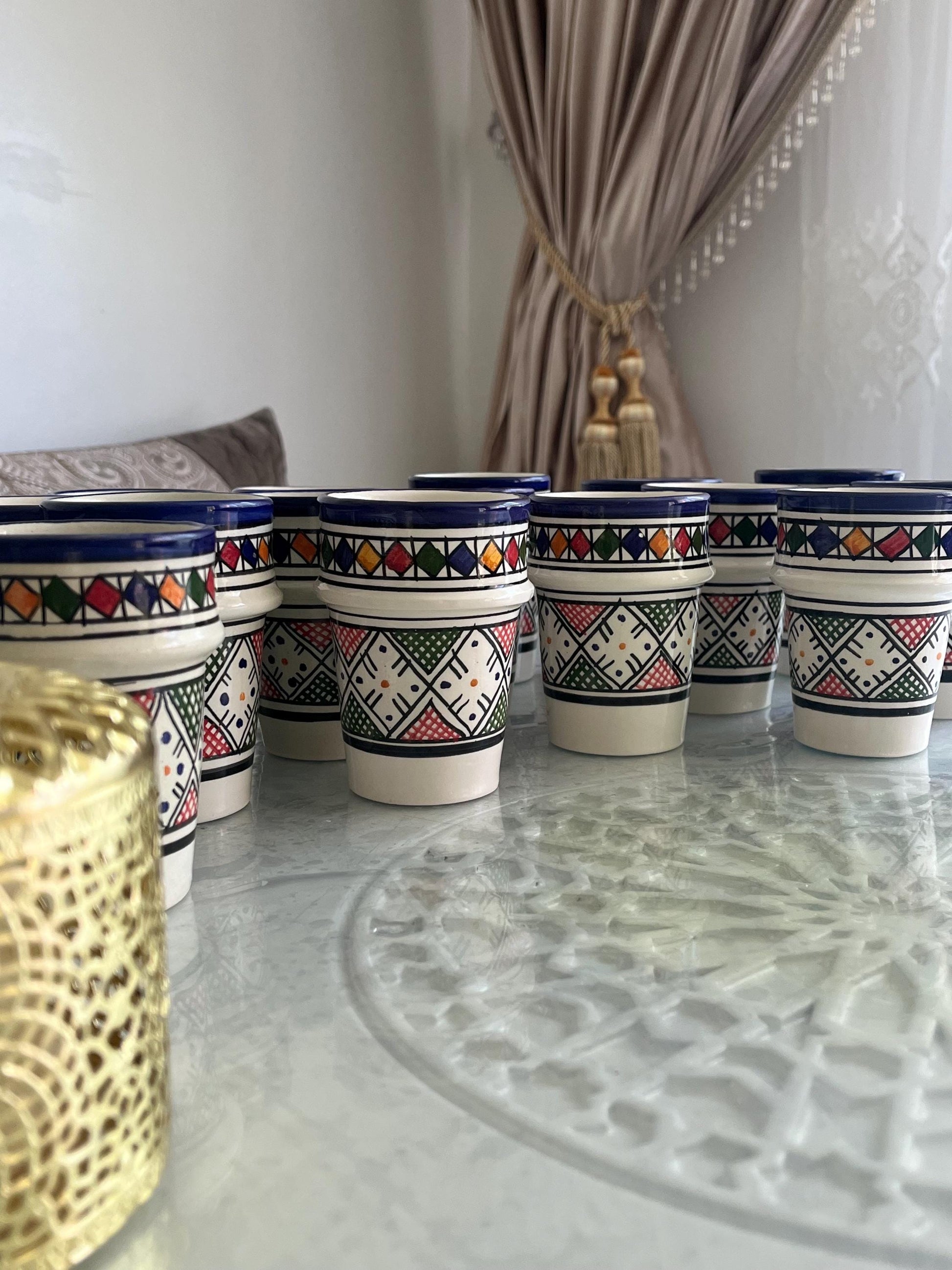 Moroccan Beldi Mug, Handmade, Boho Ceramic Tea Mug from Morocco