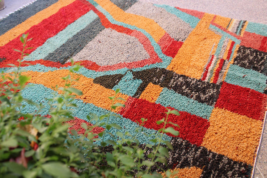Colorful Beni Ourain Carpet, Rugs, Berber Rug Morocco, Orange Area Rugs, Teepich, Orange Rugs for Living Room, Handmade Wool Rug, Home Decor