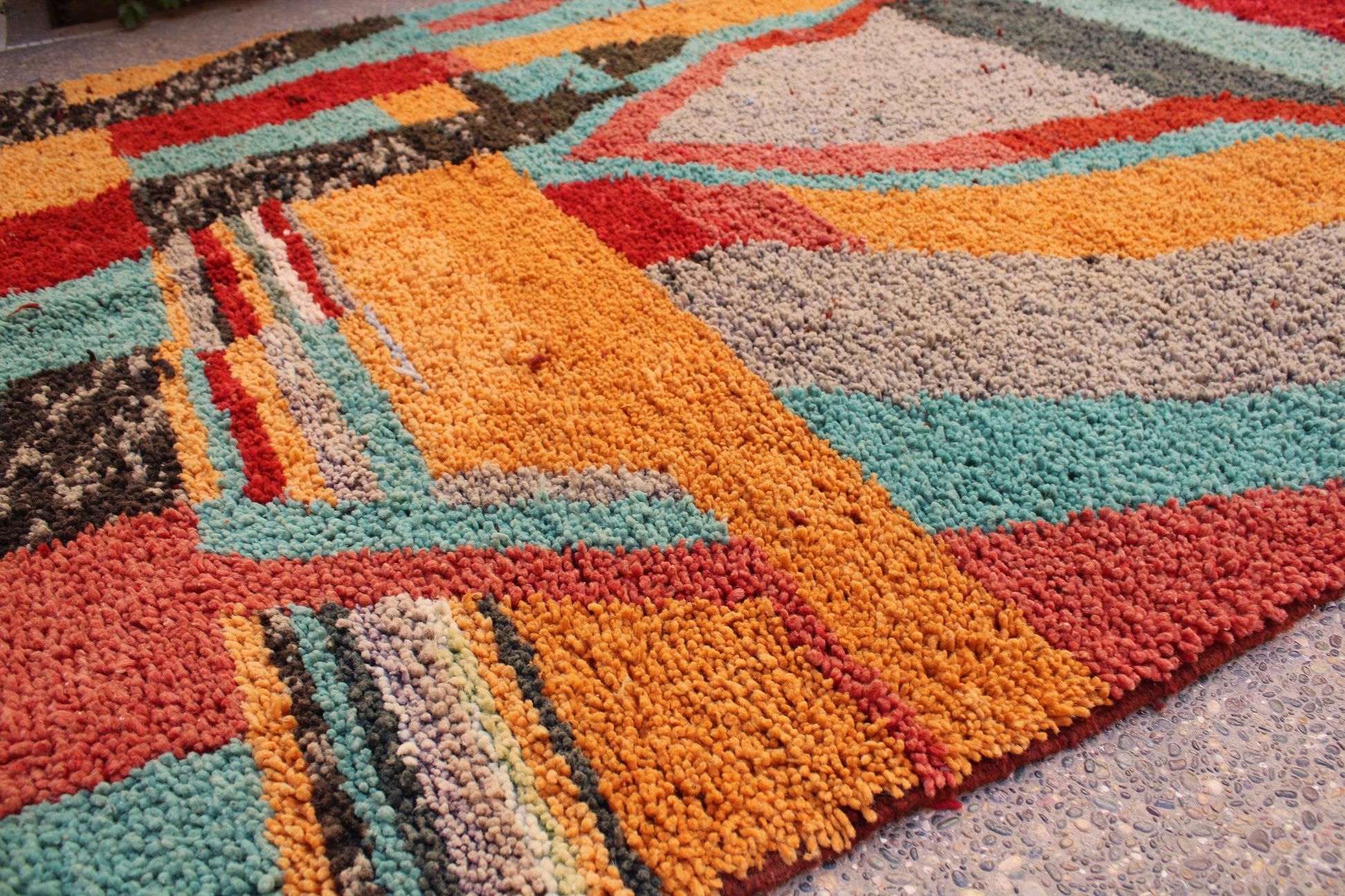 Colorful Beni Ourain Carpet, Rugs, Berber Rug Morocco, Orange Area Rugs, Teepich, Orange Rugs for Living Room, Handmade Wool Rug, Home Decor
