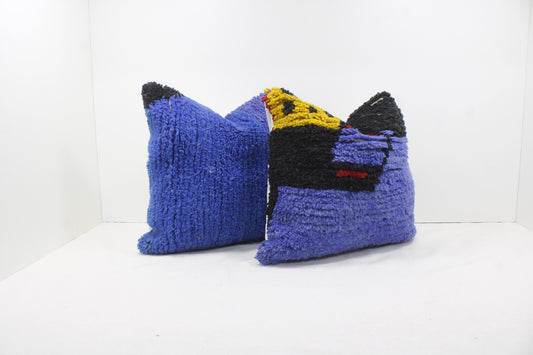 Set of 2 Vintage Moroccan Pillows 100% Wool , Absolutely Gorgeous Pillow Floor Pillow Moroccan Berber Home Design Handmade Kilim Berber
