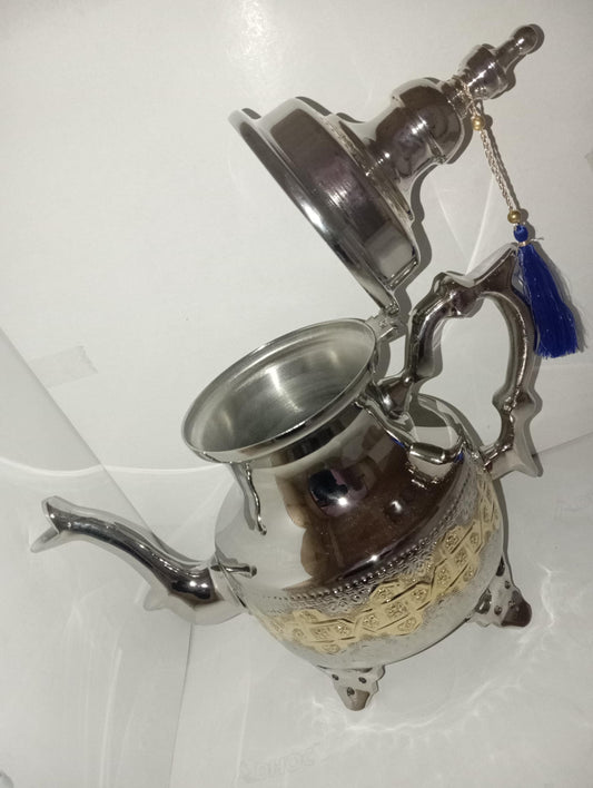 Luxury Handcrafted Moroccan Teapot Brass Plated Teapot Silver Teapot Handmade Moroccan Teapot Set Handmade Gift Masterpiece