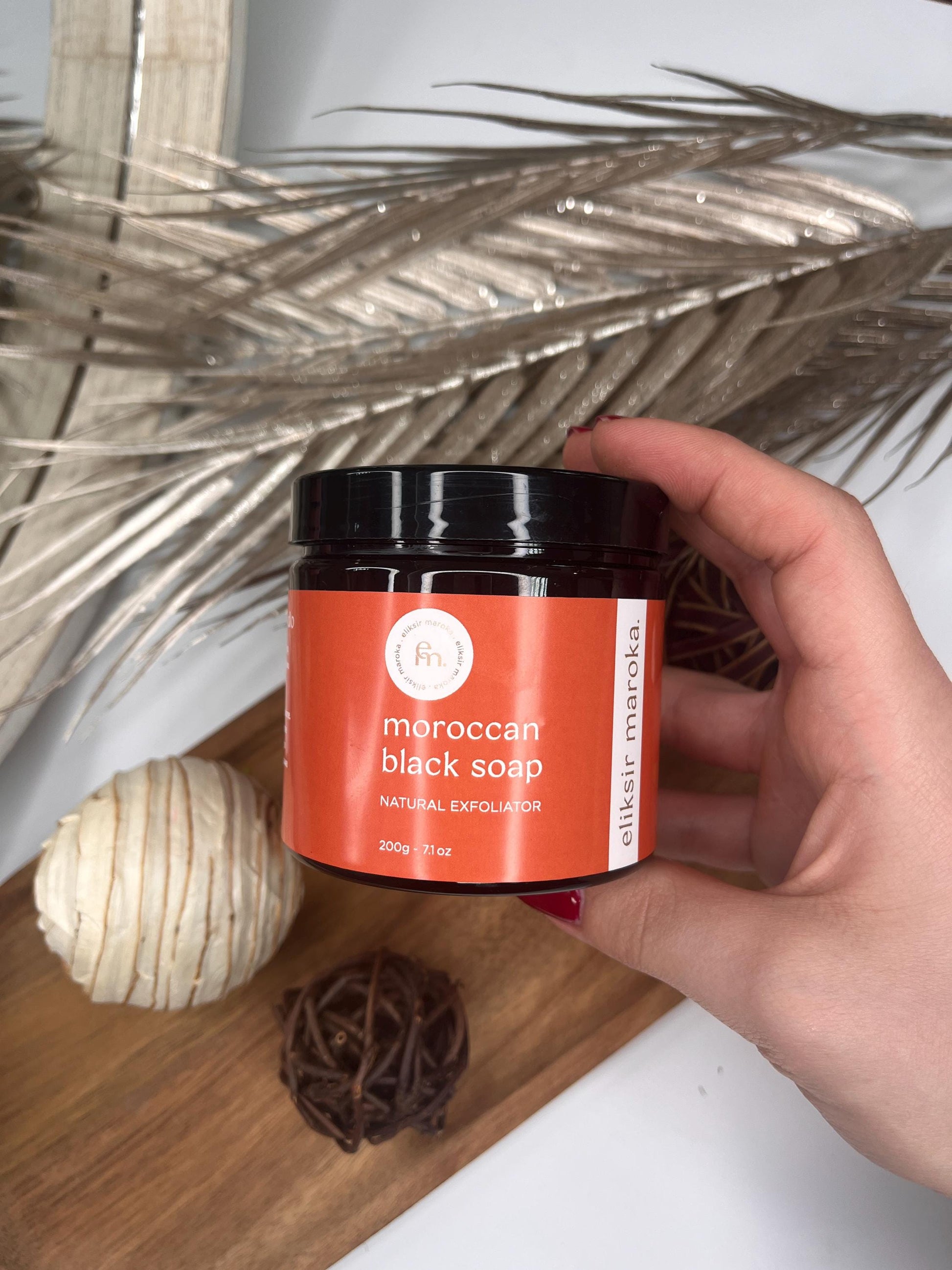 Authentic Moroccan Black Soap – Organic Soap Scrub for Body and Face – Exfoliating Savon Noir with Olive Oil and Eucalyptus