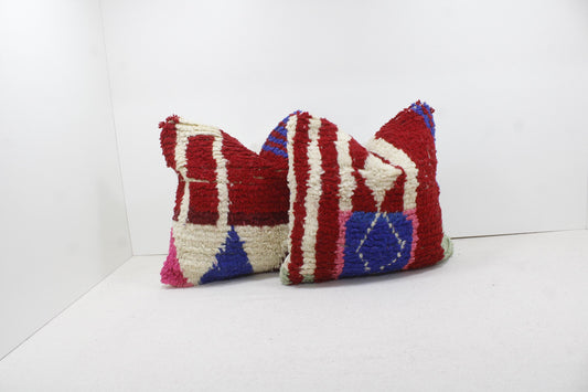 Set of 2 Vintage Moroccan Pillows 100% Wool,Absolutely Gorgeous Pillow Floor Pillow Moroccan Berber Home Design Handmade Kilim Berber 2P1201