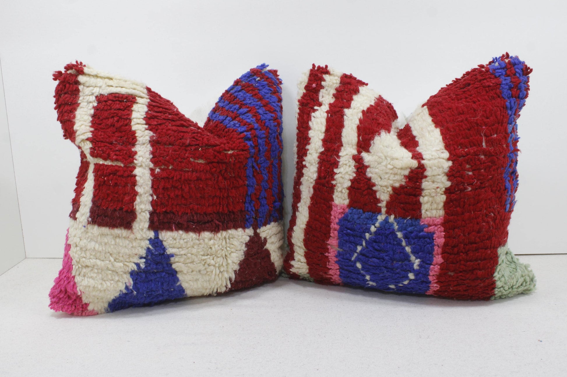 Set of 2 Vintage Moroccan Pillows 100% Wool,Absolutely Gorgeous Pillow Floor Pillow Moroccan Berber Home Design Handmade Kilim Berber 2P1201