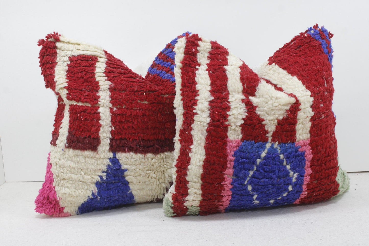 Set of 2 Vintage Moroccan Pillows 100% Wool,Absolutely Gorgeous Pillow Floor Pillow Moroccan Berber Home Design Handmade Kilim Berber 2P1201