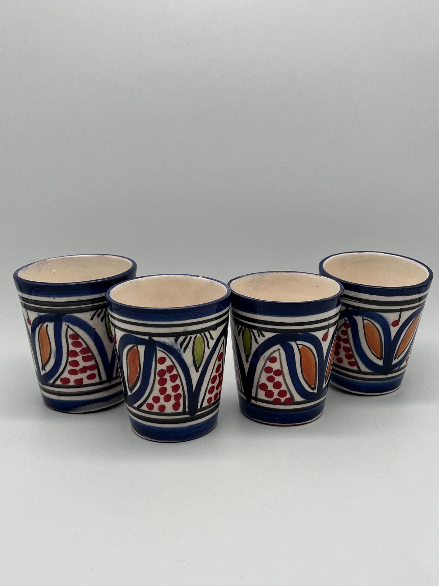 Set of 4 Red Clay Cups - Traditional Moroccan Craftsmanship - Perfect for Tea and Coffee - Beldi Mugs_Cups _Moroccan