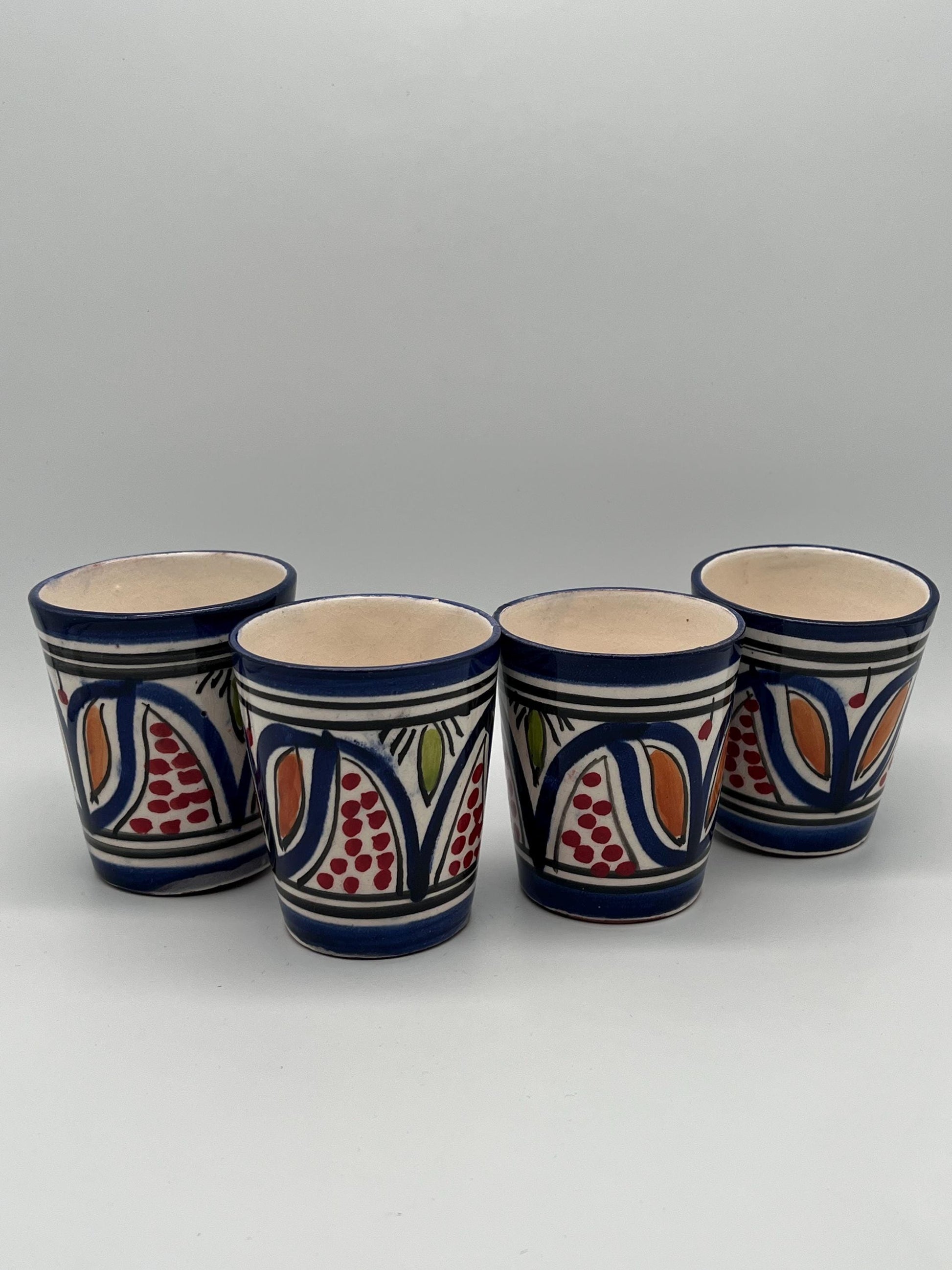 Set of 4 Red Clay Cups - Traditional Moroccan Craftsmanship - Perfect for Tea and Coffee - Beldi Mugs_Cups _Moroccan