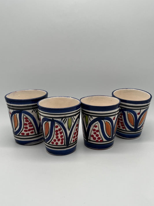 Set of 4 Red Clay Cups - Traditional Moroccan Craftsmanship - Perfect for Tea and Coffee - Beldi Mugs_Cups _Moroccan