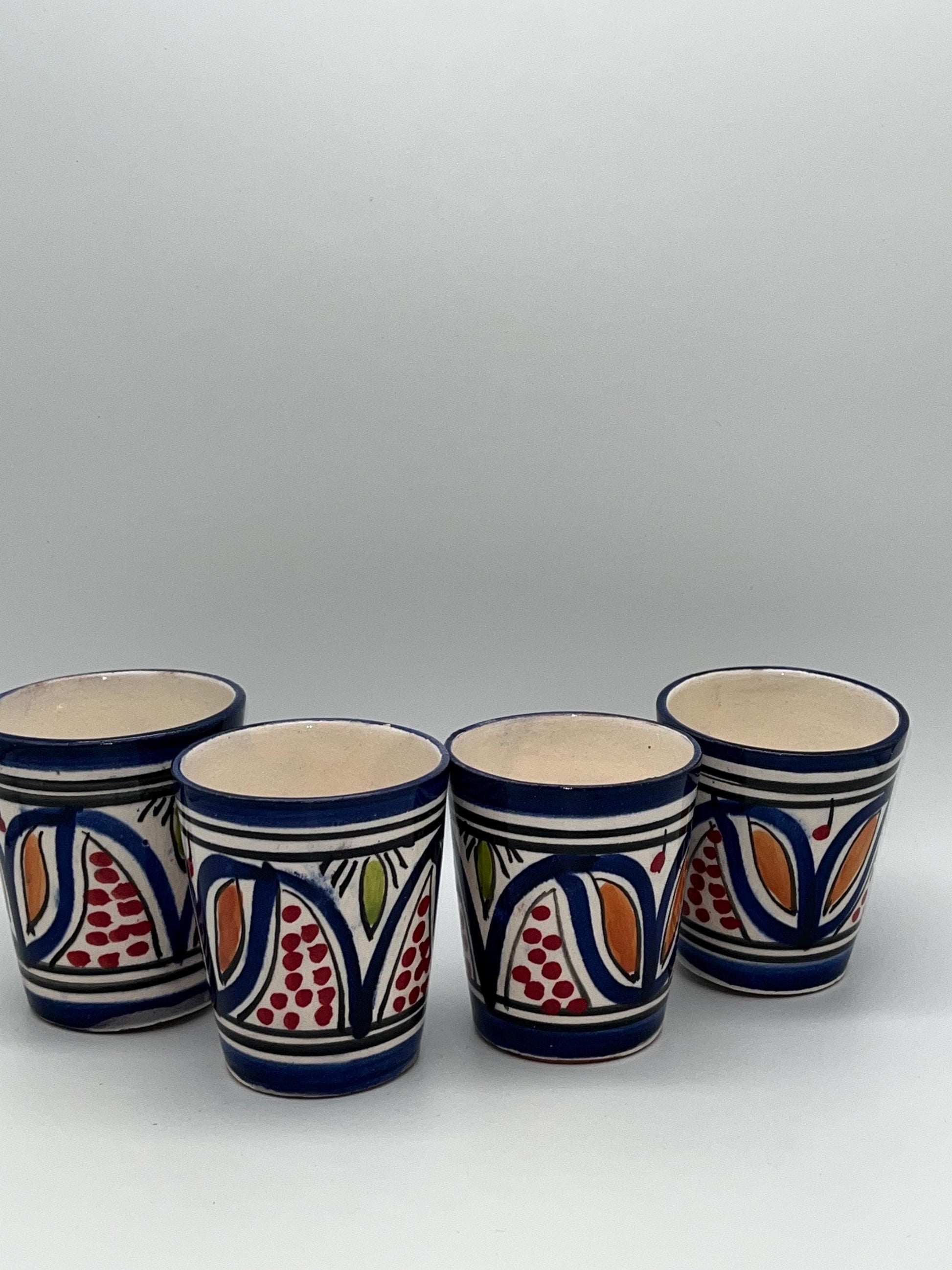 Set of 4 Red Clay Cups - Traditional Moroccan Craftsmanship - Perfect for Tea and Coffee - Beldi Mugs_Cups _Moroccan
