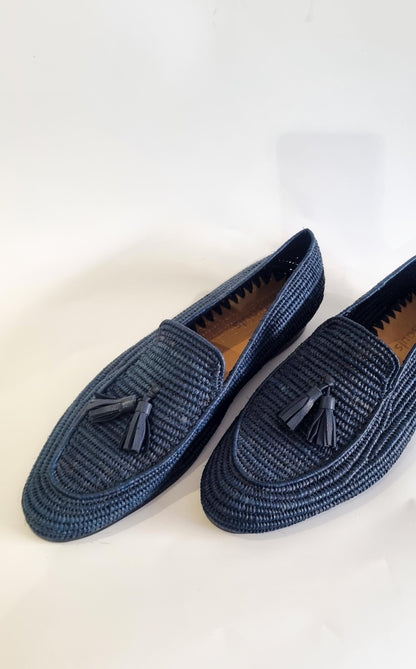 Raffia Men Shoes, Men Loafers, Men Wedding Shoes, Moroccan Men Shoes, Custom Navy Men Loafers