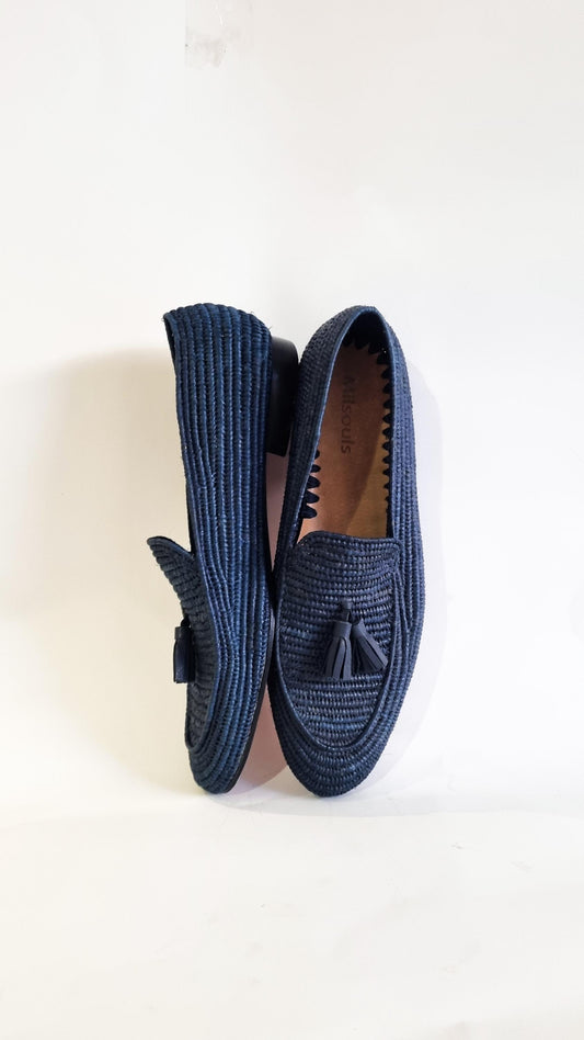 Raffia Men Shoes, Men Loafers, Men Wedding Shoes, Moroccan Men Shoes, Custom Navy Men Loafers