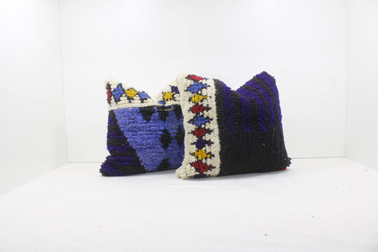 Set of 2 Vintage Moroccan Pillows 100% Wool , Absolutely Gorgeous Pillow Floor Pillow Moroccan Berber Home Design Handmade Kilim Berber