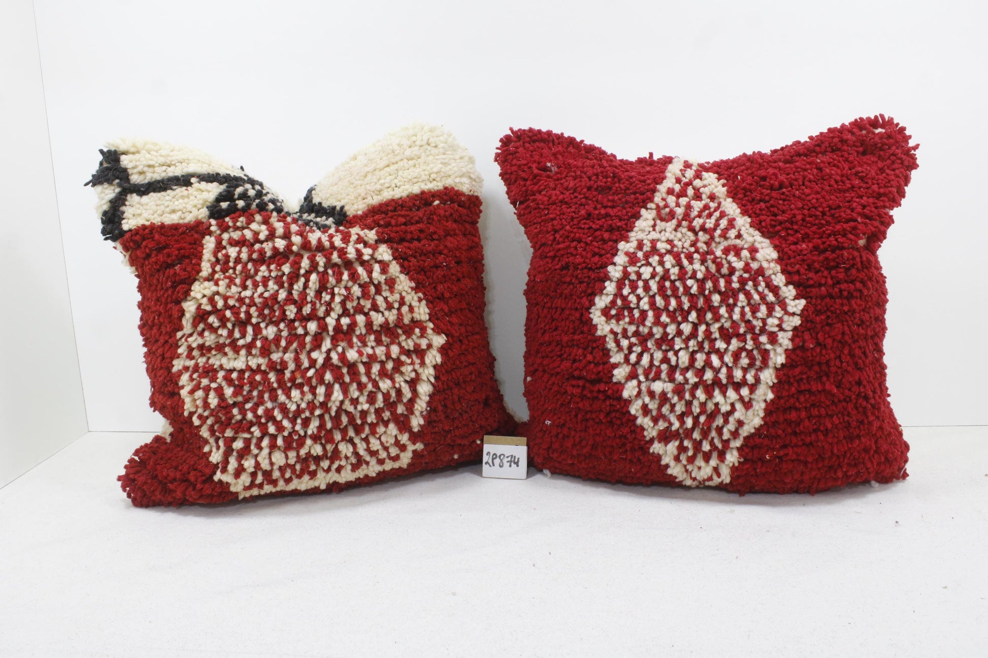 Set of 2 Vintage Moroccan Pillows 100% Wool , Absolutely Gorgeous Pillow Floor Pillow Moroccan Berber Home Design Handmade Kilim Berber